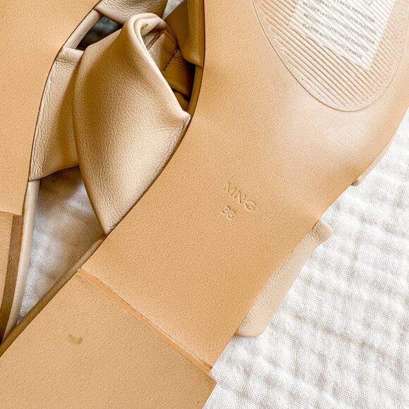 Mango MNG Leather Knotted Pointed Toe Flats Mules NEW 7.5 - Picture 4 of 5